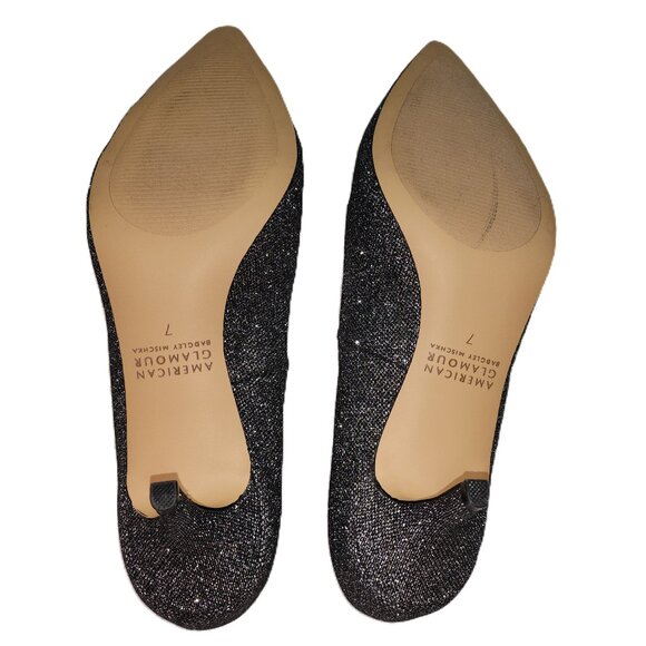 Pewter/Black Rhinestone Adorned Glitter Heels - Picture 7 of 13
